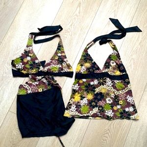 Athleta 3 piece swim suit set w/ shorts M/L